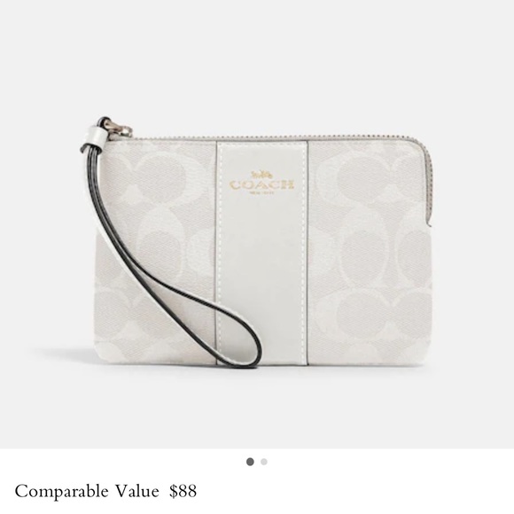 Coach Bags Nwt Coach Leather Corner Zip Wristlet Chalkglacier White